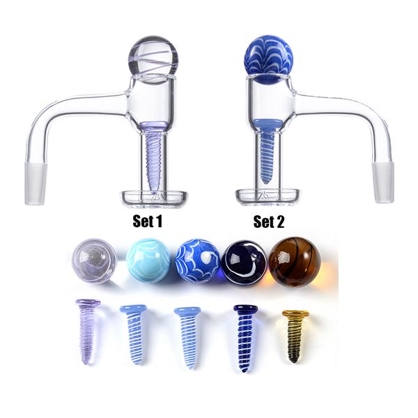 Bangers de quartzo com tampa de parafuso de mármore de vidro exclusivo Acessórios para fumantes de fumantes de 10 mm de 14 mm de 14 mm masculino sem costura de 20 mm de od para tubos de água Bangers unhas