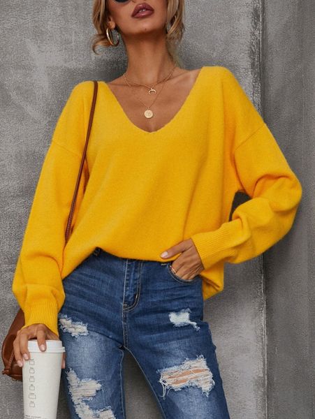 

drop shoulder solid sweater f12g#, White;black