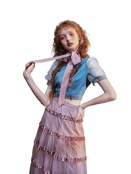 

x otrebla colorblock puff sleeve crop e4gd#, White