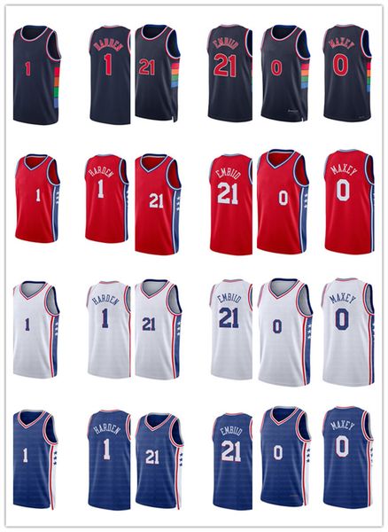 

2022 james 1 harden joel 21 embiid basketball jersey retro allen 3 iverson jerseys sixer maxey 0 fanatics shirt 75th anniversary men embroid, Black;red