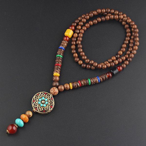 Подвесные ожерелья унисекс винтажные этнические деревянные бусинки для женщин Мужские
