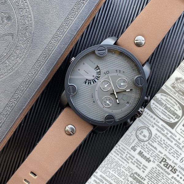 

2022 men luxury watches six stitches series all the dials work mens quartz watch brand rubber strap chronograph clock 52 mm diameter style o, Slivery;brown