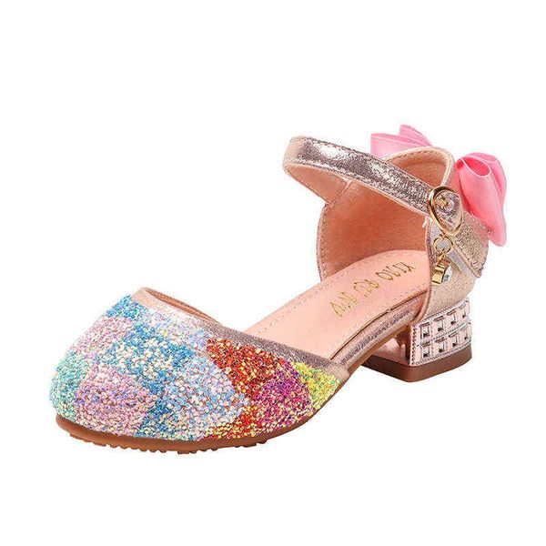 

children girls princess sandals hollow sequins shoes kids crystal heels leather shoes baby girls school summer sandals for party g220418, Black;red