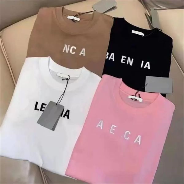 

men's t-shirts high-end fashion brand new ba jia printed letter t-shirt women's round collar sleeve loose couple outfit men and wo, White;black