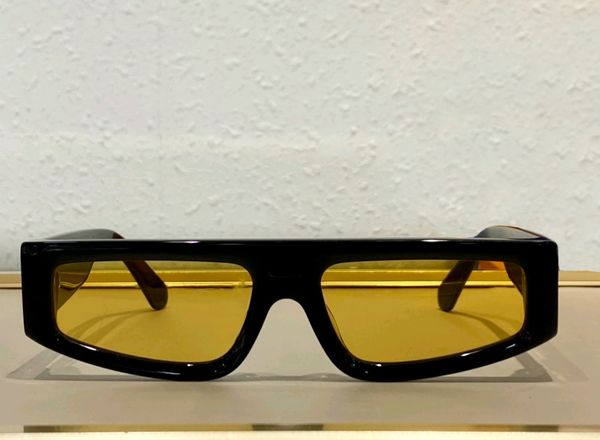 0402 flache Top -Schild Sonnenbrille für Männer glänzende schwarze gelbe Linsengläser Sonnenbrille Wrap Schatten Tendenz tendenziell eine höhere herausragende Schauspielerin