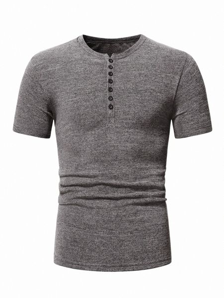 

men marled fake button tee g2dd#, White;black