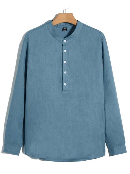 

men mock neck half button shirt l8pi#, White;black