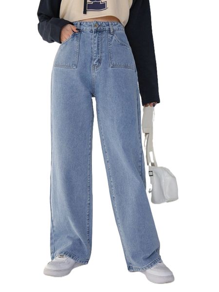 

dazy high waist slant pocket jeans 76ve#, Blue