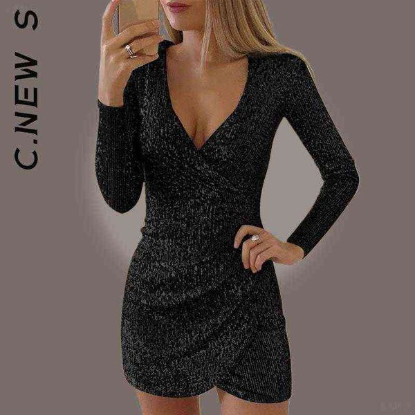 

c.new s women fashion dress fall winter long sleeve party dress soft party dresses lazy women clothing female vestidos t220816, Black;gray