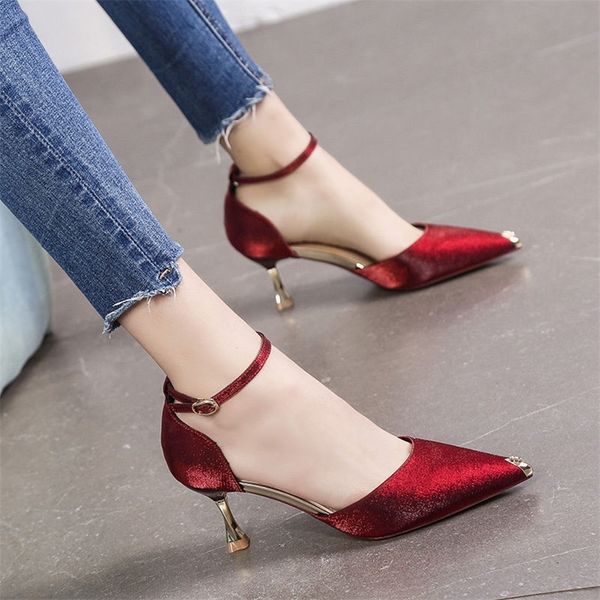 

cresfimix women fashion light weight buckle strap stiletto heel shoes lady cool party night club a6681 220721, Black
