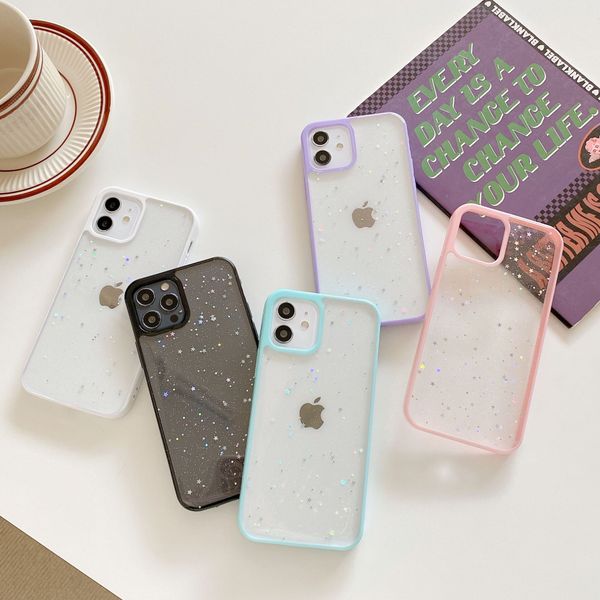 Candy Glitter Hüllen für iPhone 15 14 13 12 11 Pro X XR XS Max 7 8 Plus Soft Bumper Transparent Matte PC Back Case Cover NEUES Design