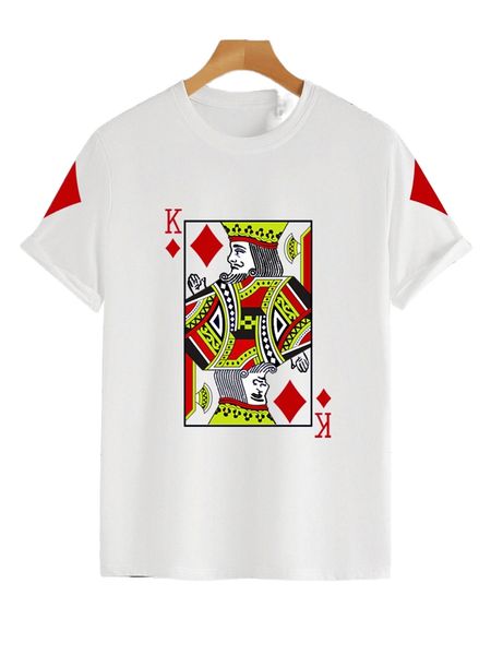 

men playing card print tee e2sr#, White;black
