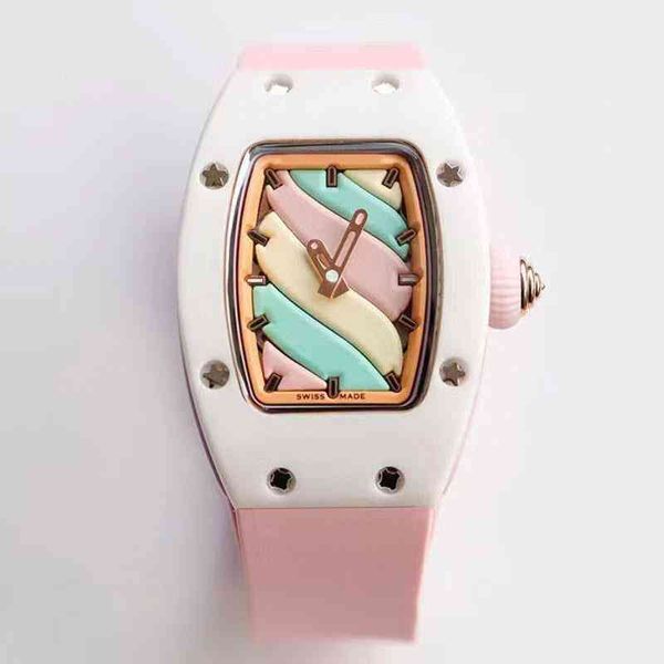 

luxury mechanics watches richa milles wristwatch business rm07-03 fully automatic mechanical watch white ceramic tape trend female, Slivery;golden