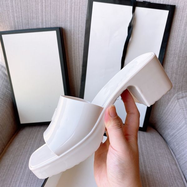 

high heels sandals for womens ladies platform chunky sole sandal jelly rubber black white red pink peep toe slippers summer outdoor fashion