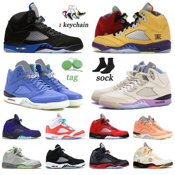 

designer jumpman 5 basketball shoes sports jade horizon green bean hare we the raging bull 5s trainers oreo racer blue muslin sneakers mens, White;red
