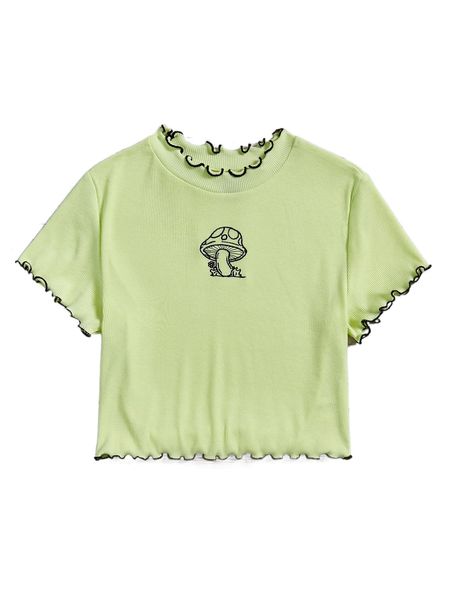 

x hey corman mushroom embroidered l.ettuce t.rim tee z33m#, White