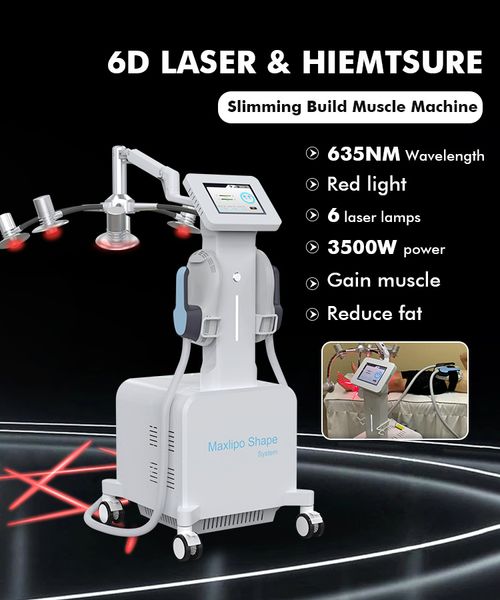 635nm 532nm LIPO Laser EMS EMS Eletromagn￩tico 6D Lipolaser Slimming Body Sculpting Build Stimulator muscular Equipamento de tratamento de gordura