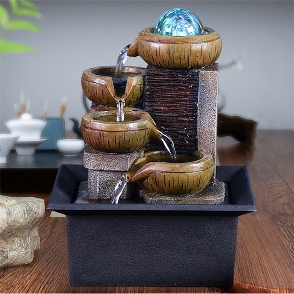 Hediyeler Masaüstü Su Çeşmesi Taşınabilir Masa Tabağı Şelale Kiti Yatıştırıcı Rahatlama Zen Meditasyon Şanslı fengshui Ev Dekorasyonları T200330
