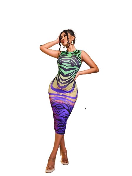 

sxy ombre graphic pattern bodycon dress v9it#, Black;gray