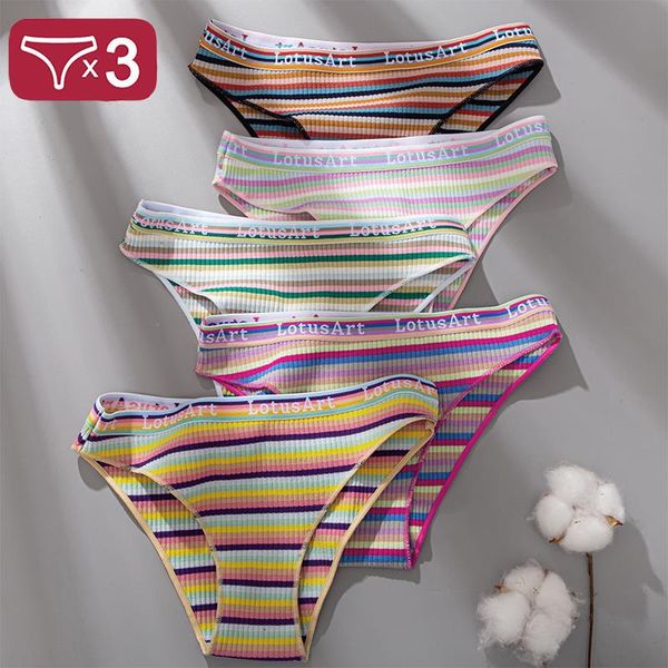

1 2 3pcs set women cotton colorful stripe panties intimates underwear female soft solid briefs low waist underpant lingerie, Black;pink