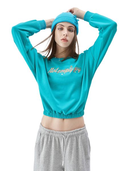 

letter & ditsy floral embroidered drop shoulder patch detail pullover 37io#, Black