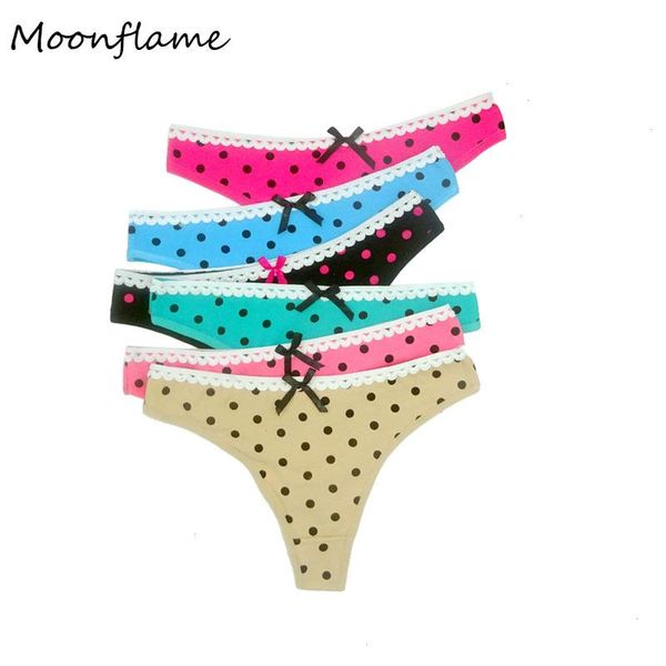 

5 pcs lots panty underwear women dots cute cotton thong  l xl 87341, Black;pink