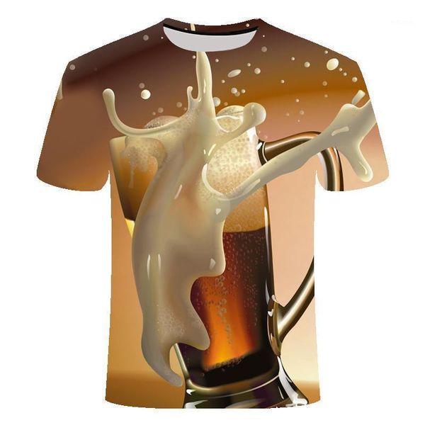 T-shirt da uomo Estate Casual Donna e top Manica corta 3d Full Print Poker Beer Series Fashion Street Girocollo Costumi