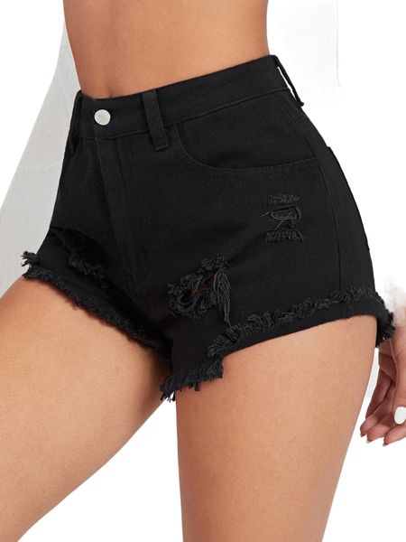 

raw hem ripped denim shorts k8c0#, White;black