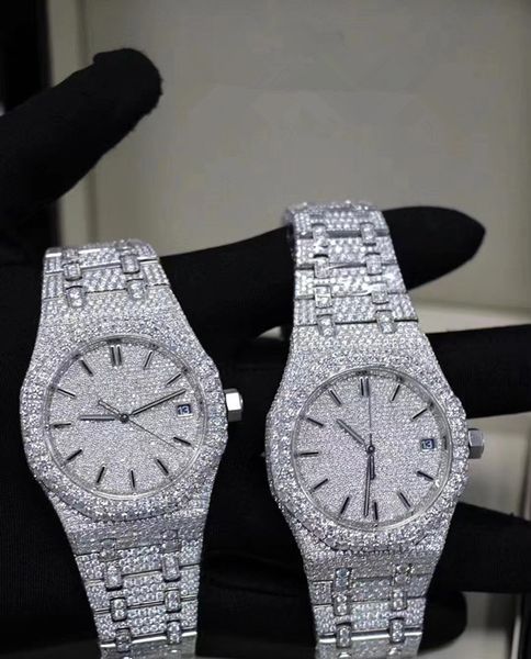 

mens luxury watches automatic moissanite iced watch for men movement womens watch men's montre homme diamond watchs wristwatches montre, Slivery;brown