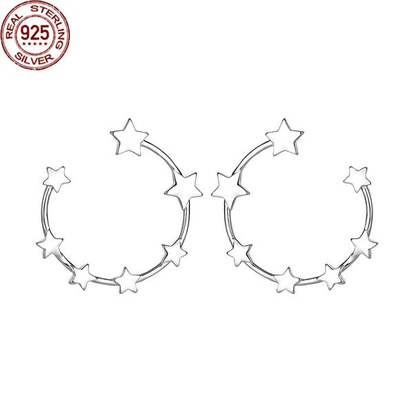 

2022 s925 sterling silver interval pentagonal star zircon charm earrings korean girl simple and versatile temperament women wedding, Golden