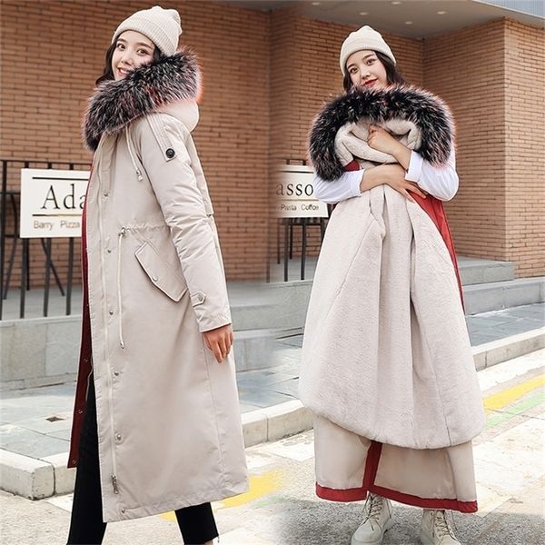 

arrival cotton padded slim long winter jacket for thicken ladies coat warm women parkas lining plus velvet y201012, Black