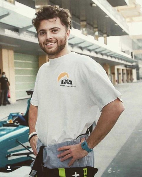 

2022 newniche rhude / mclaren formula f1 classic sunset print crew neck loose short sleeve t-shirt, White;black