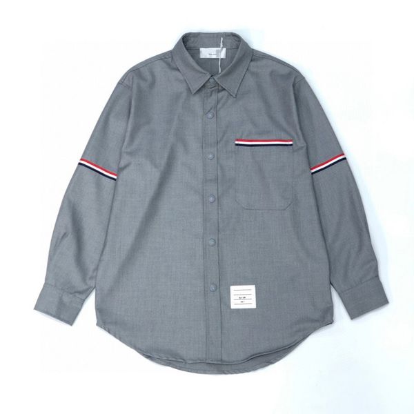 

2022 europe usa classic cotton webbing patchwork tee long sleeve casual shirt, Black;brown