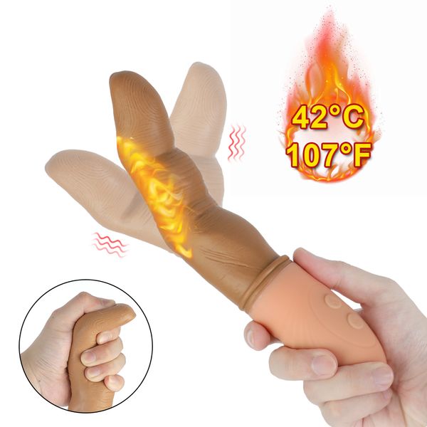 23 centimetri dito artificiale vibratore riscaldato per le donne capezzolo stimolatore clitorideo spina anale vaginale dildo masturbatore femminile giocattoli sexy