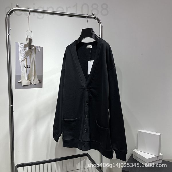 

women's sweaters designer [correct version]autumn and winter ce home pure black v-neck cardigan knitted letter coat men's women&#0, White;black