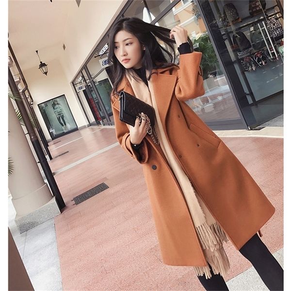

mishow autumn and winter woolen coat female mid-long korean temperament women's woolen coat mx17d9636 201222, Black