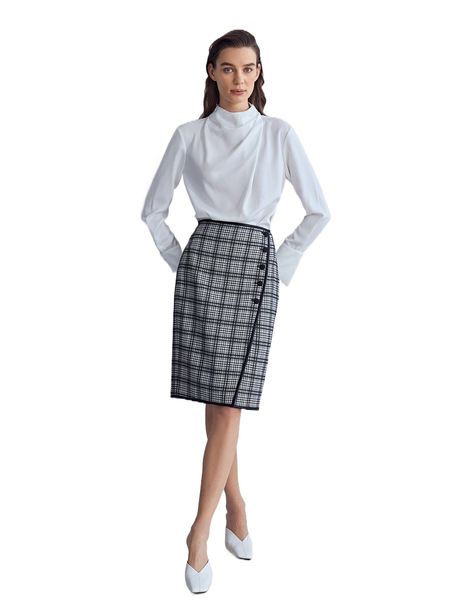 

motf premium viscose straight fit skirt k5pg#, Black