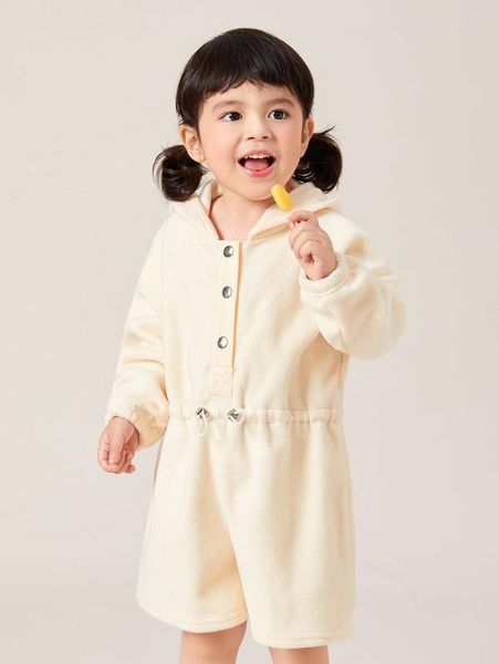 

toddler girls button up grommet drawstring waist hooded romper she, Blue