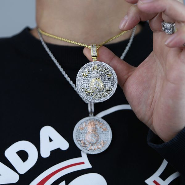 New Round Custom Letter Pendant Iced Out Sacchetto di denaro del dollaro simbolo collana pavimentato 5a cz zircone cubico uomo hip hop jewelry ship