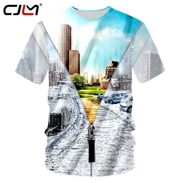 Maglietta creativa stampata in 3D Maglietta di moda da uomo Cerniera magica Città T-shirt grafiche Unisex Manica corta O Collo Camisetas Top 220623