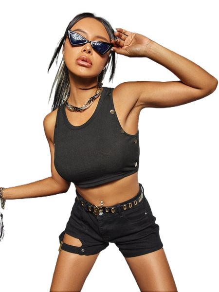 

button detail crop tank y9qg#, White