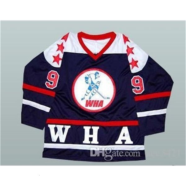 MTH Custom Men Juvenil Thr Tage # 9 Boriz Bobby Hull Wha All Star Hockey Jersey Tamanho S-5XL ou Personalizado Qualquer nome ou número