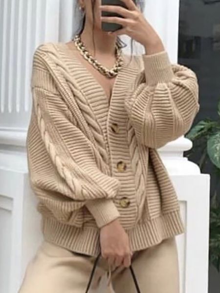 

winter sweater women knitted cardigans ladies v neck long sleeves female solid button warm sueters de mujer moda, White;black