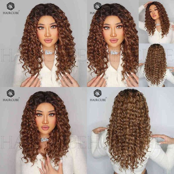 

wigs women synthetic wigs new arrivals medium split brown full head small curly wig women's lace 13x5x1lace 220601, Black