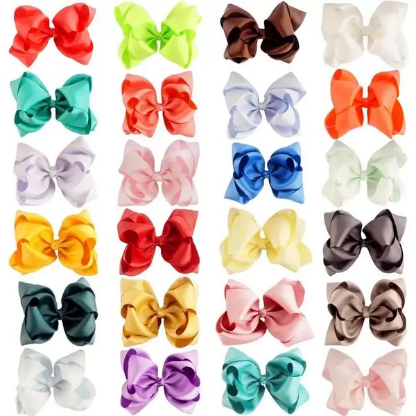 5-Zoll-Doppelstapel-Haarschleife mit Clip für Mädchen, handgefertigte Boutique-Ripsbandschleifen für Mädchen F0816