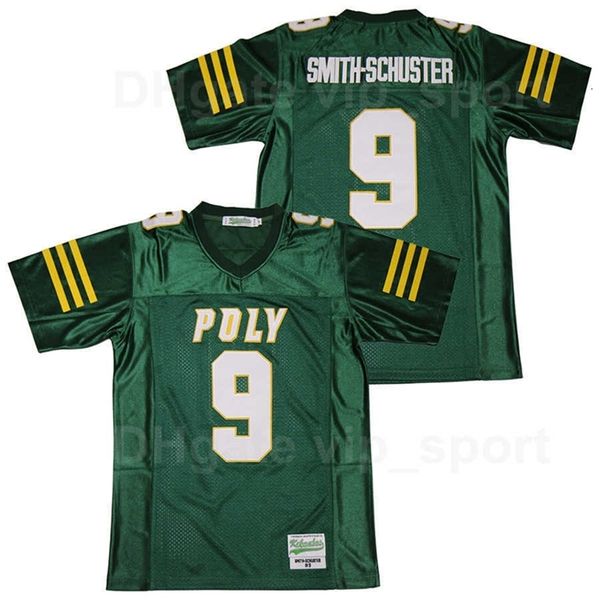 

c202 men high school long beach polytechnic jackrabbits jersey 9 smith-schuster football team color green sport pure cotton stitched, Black
