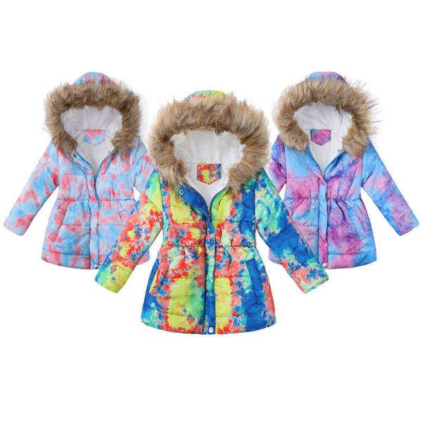 4-12 Jahre Herbst Winter Mädchen Jacke Warm Halten Pelz Kragen Oberbekleidung Mit Kapuze Zipper Prinzessin Jacke Geburtstag Geschenk Kinder kleidung J220718