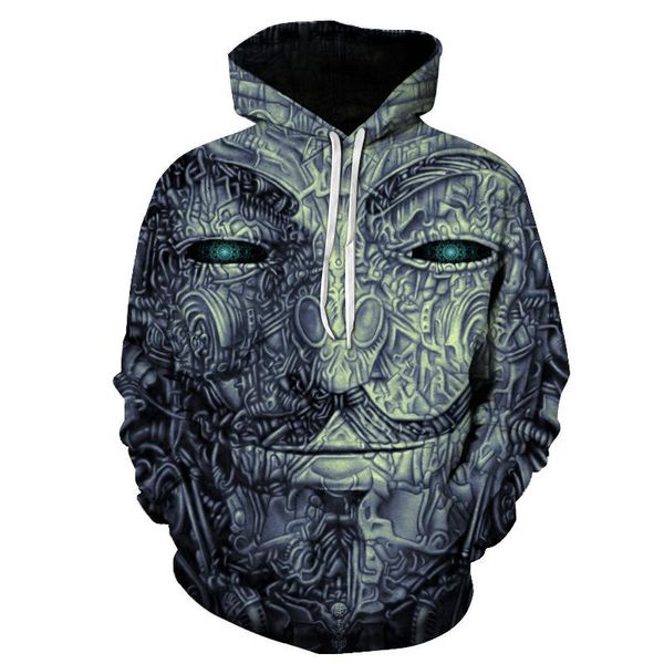 Hoodies dos homens moletom com capuz 3d hoodiess homens capuz de metal impressão de horror luva de manga longa streetwear outono e inverno bolso ja