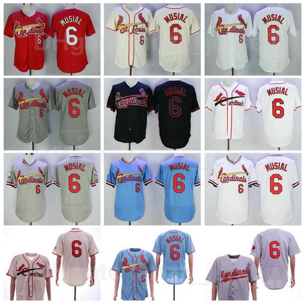 

men 1944 1956 1963 retro baseball 6 stan musial vintage jerseys 1978 1982 1985 retire flexbase cool base pullover cooperstown blue white gre, Blue;black