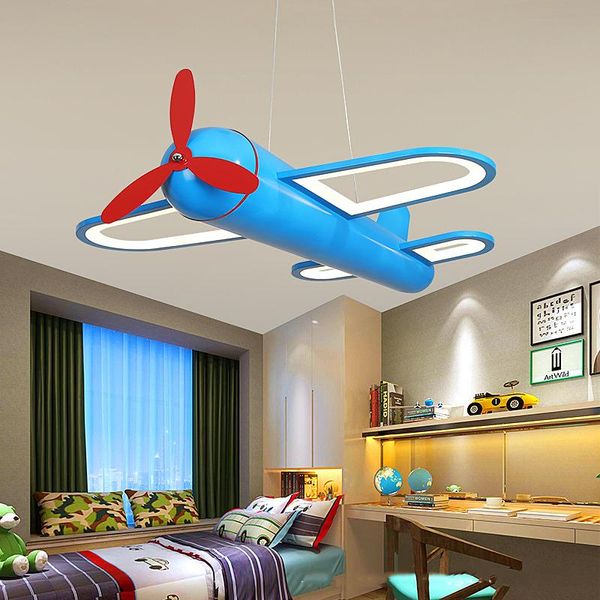 Anhänger Lampen Kinder Cartoon Lichter Flugzeug Led Decke Hängen Lampe Für Jungen Mädchen Schlafzimmer Dekoration Loft HanglampPendant